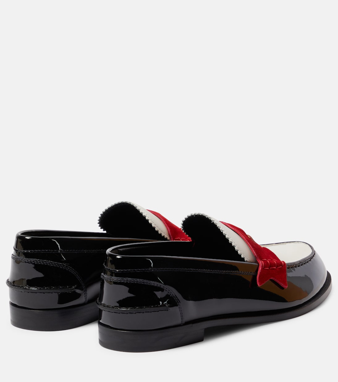 Penny suede-trimmed patent leather penny loafers | Christian Louboutin