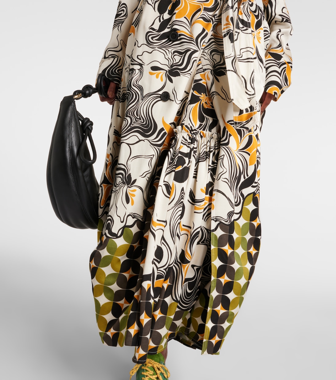 Abrigo cruzado de satén estampado | Dries Van Noten