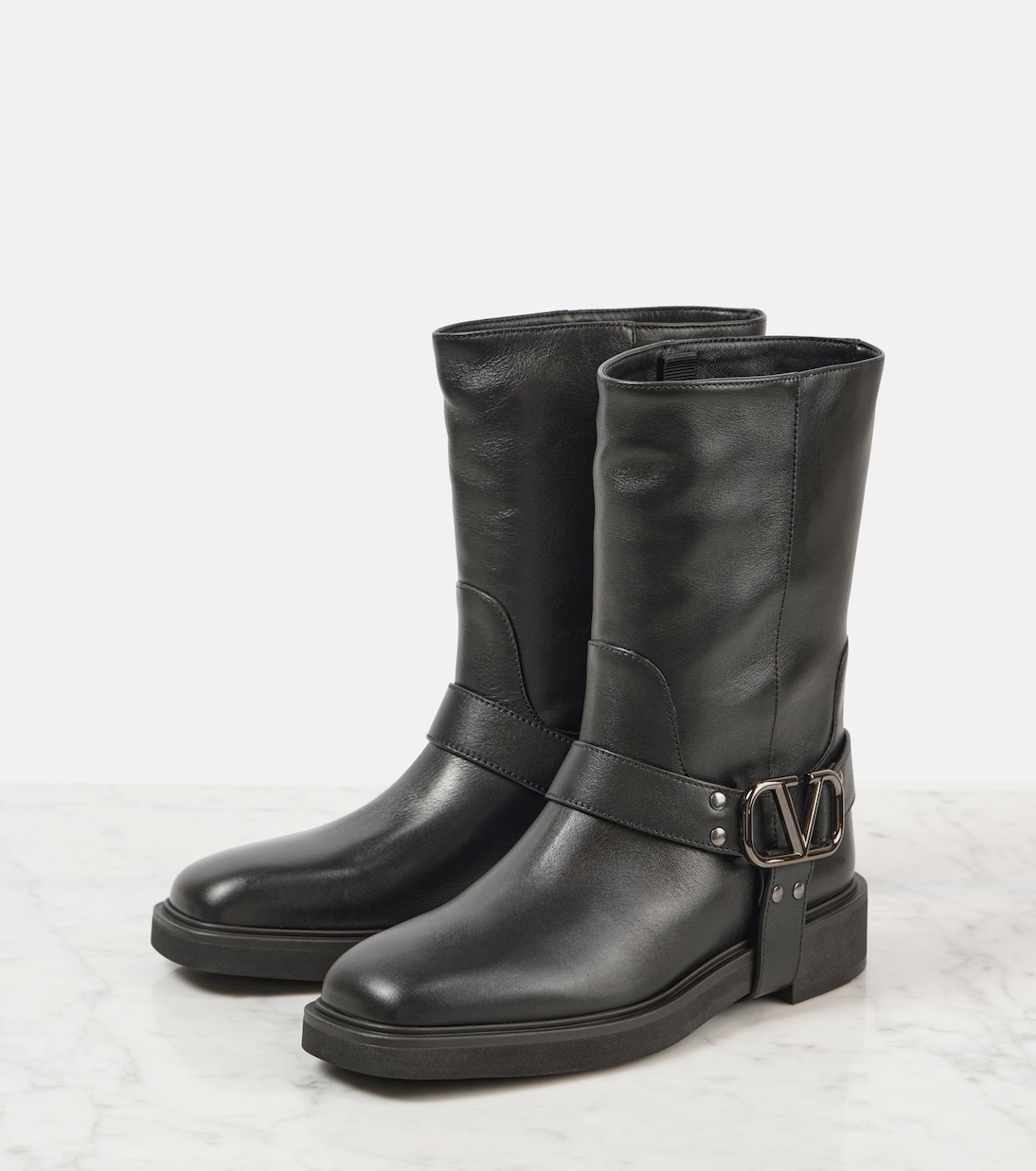 VLogo Signature leather biker boots | Valentino Garavani