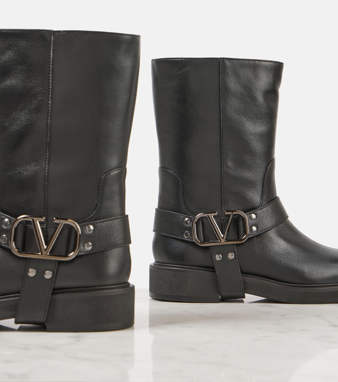 VLogo Signature leather biker boots | Valentino Garavani