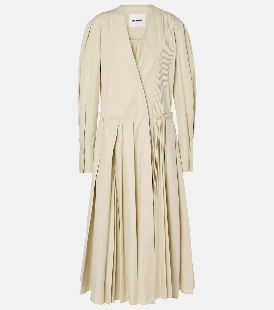 Pleated cotton poplin midi dress | Jil Sander