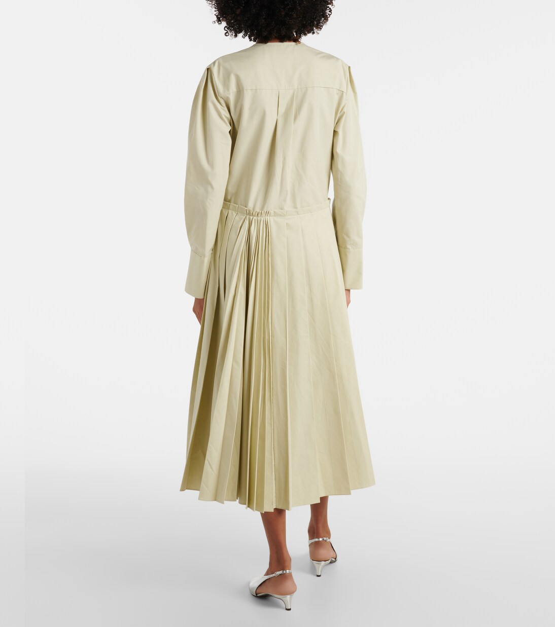 Pleated cotton poplin midi dress | Jil Sander