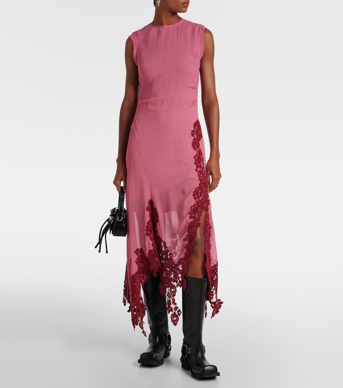 Midikleid aus Crêpe mit Spitze | Acne Studios