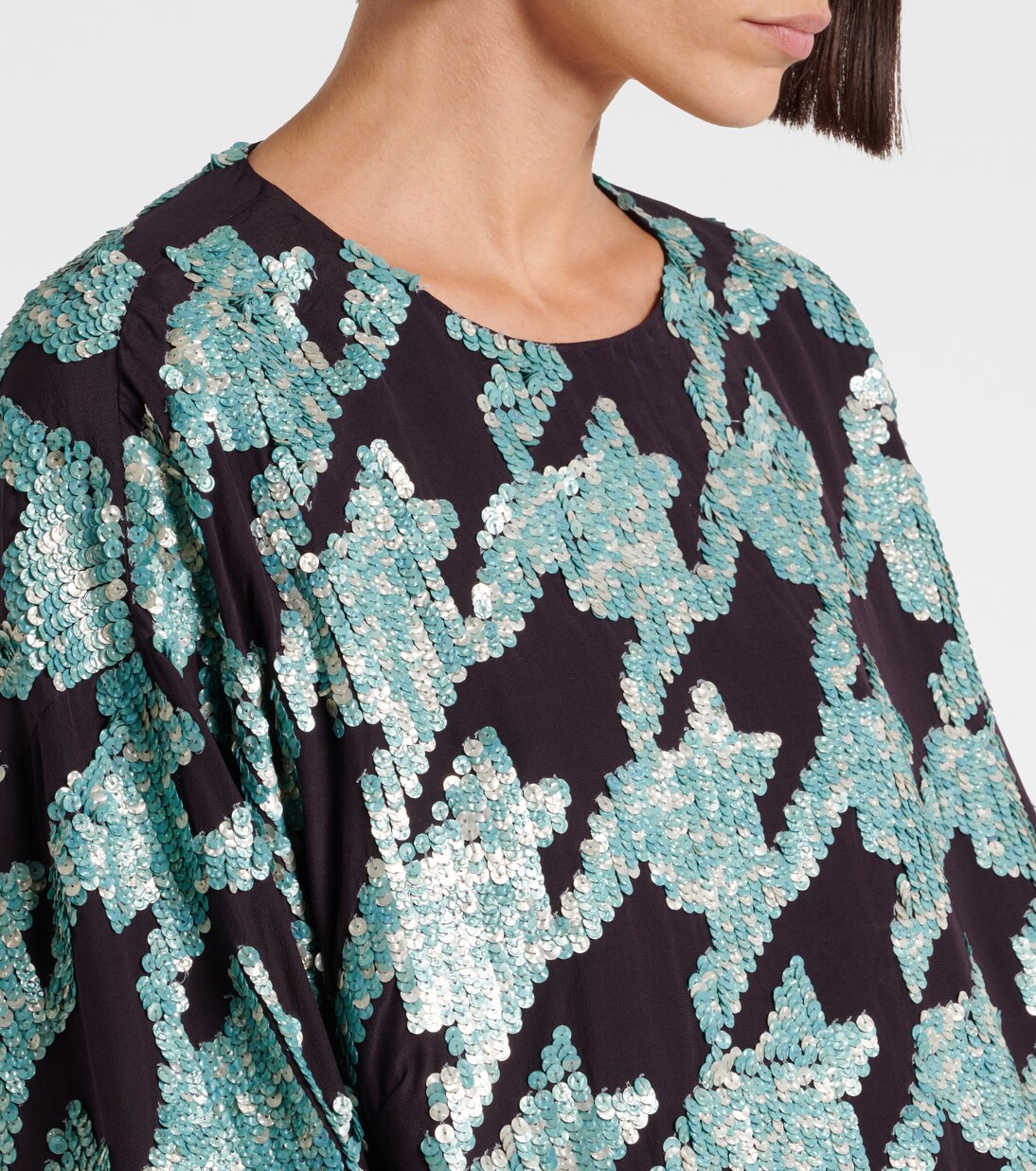 Sweat-shirt en soie à sequins | Dries Van Noten