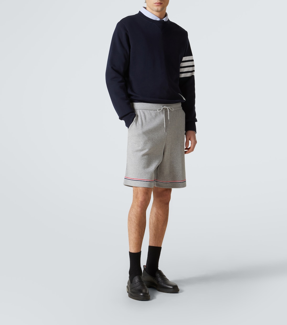 Shorts de mezcla de algodón a rayas | Thom Browne