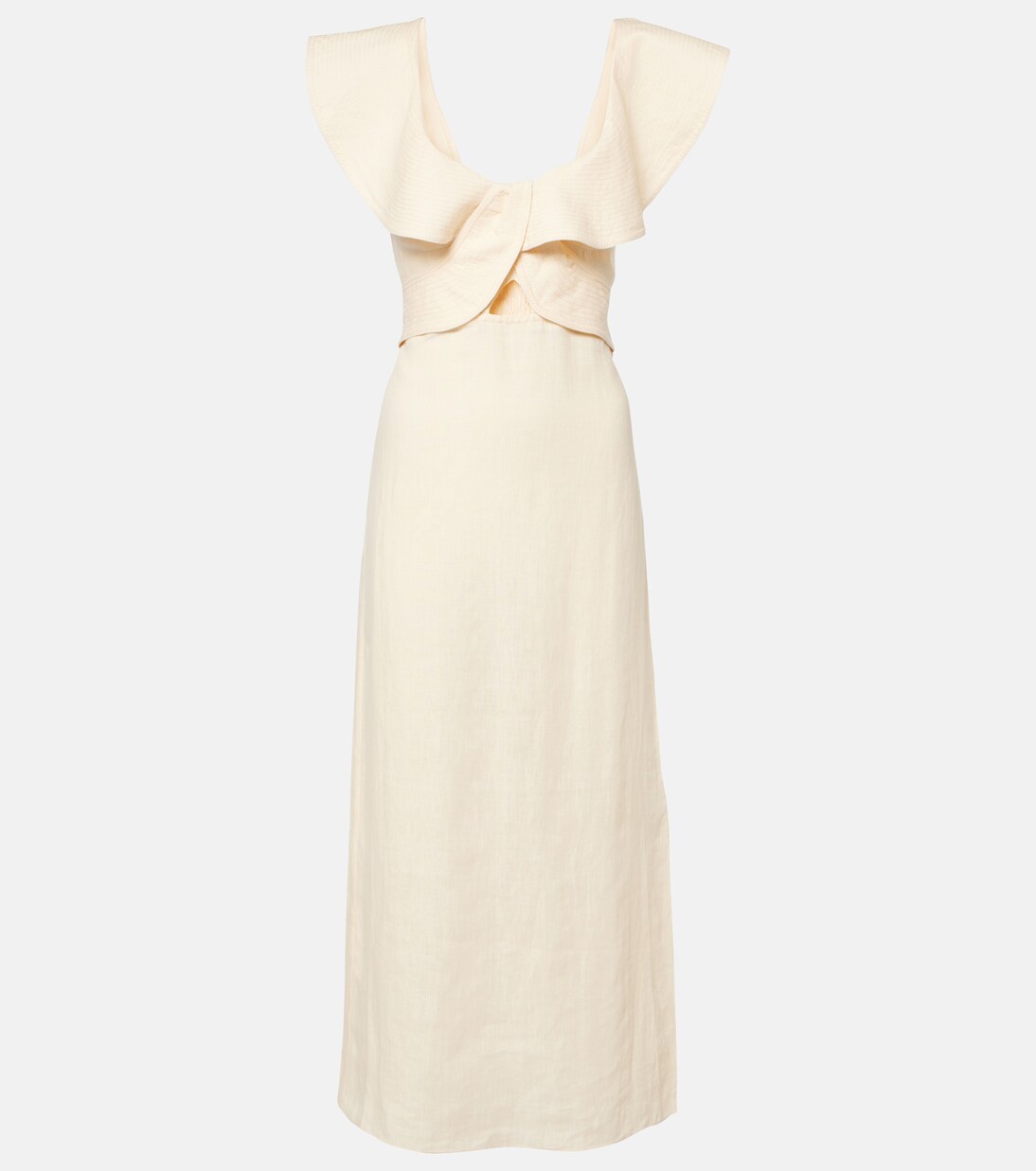 Ruffled linen midi dress | Johanna Ortiz