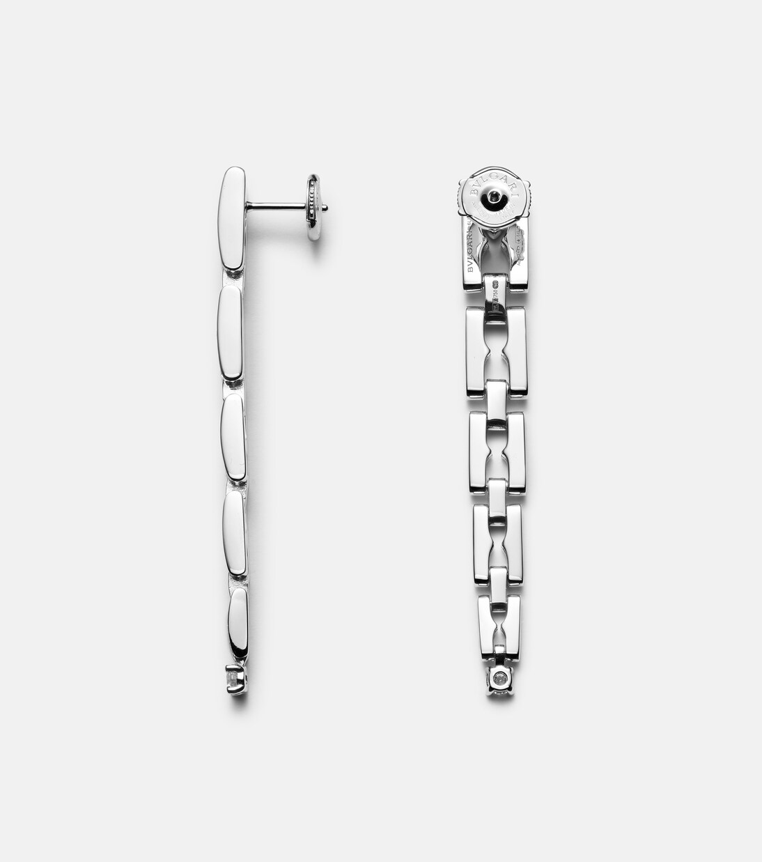 B.Zero1 18kt white gold drop earrings with diamonds | Bvlgari