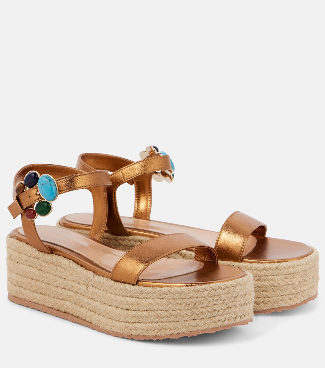 Metallic leather platform espadrilles | Gianvito Rossi