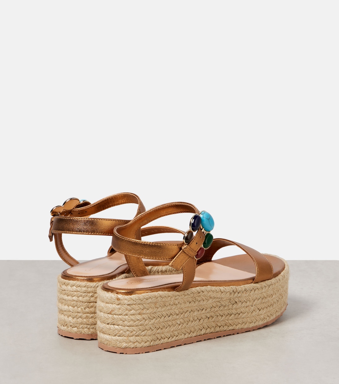 Metallic leather platform espadrilles | Gianvito Rossi