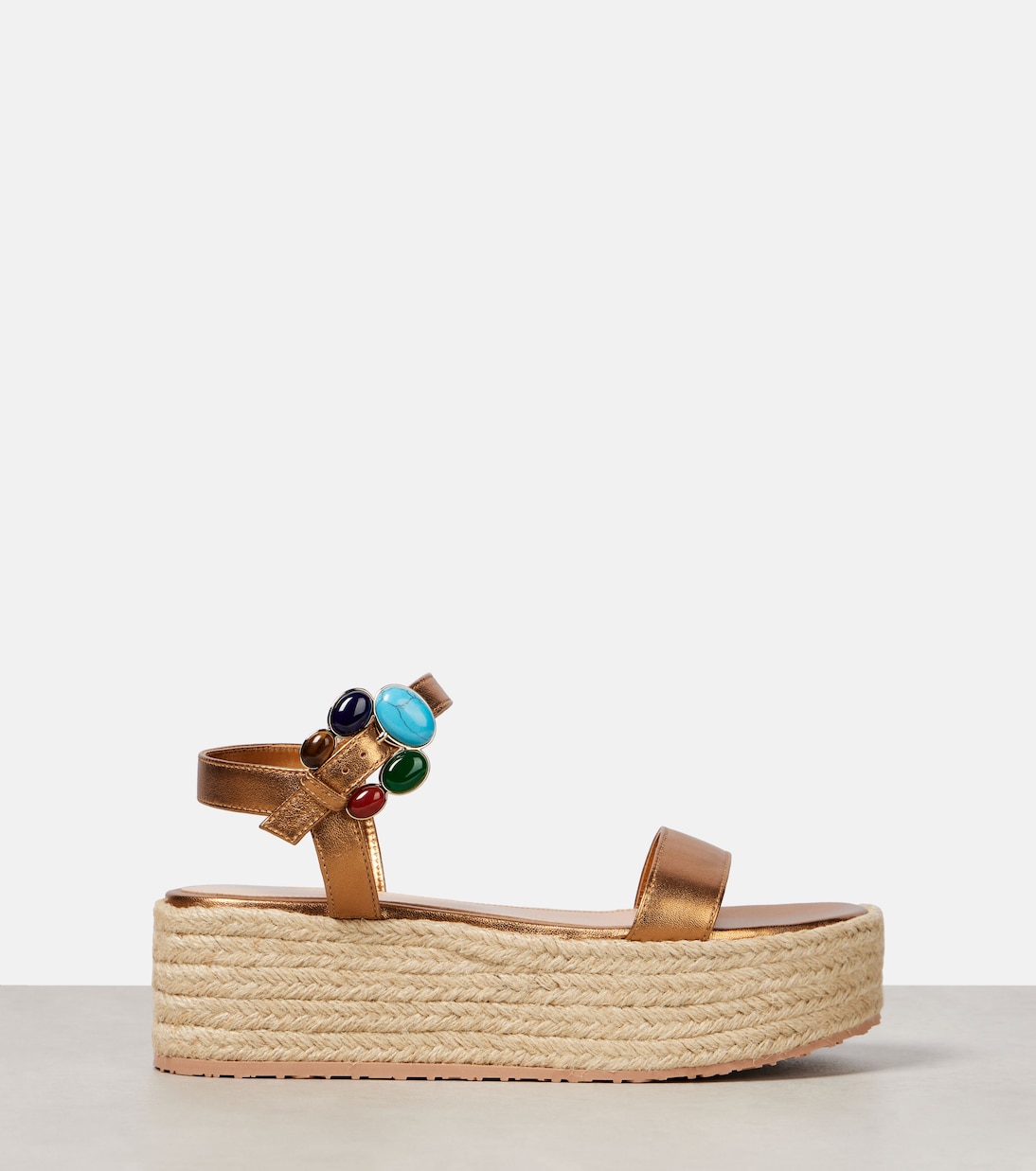 Metallic leather platform espadrilles | Gianvito Rossi