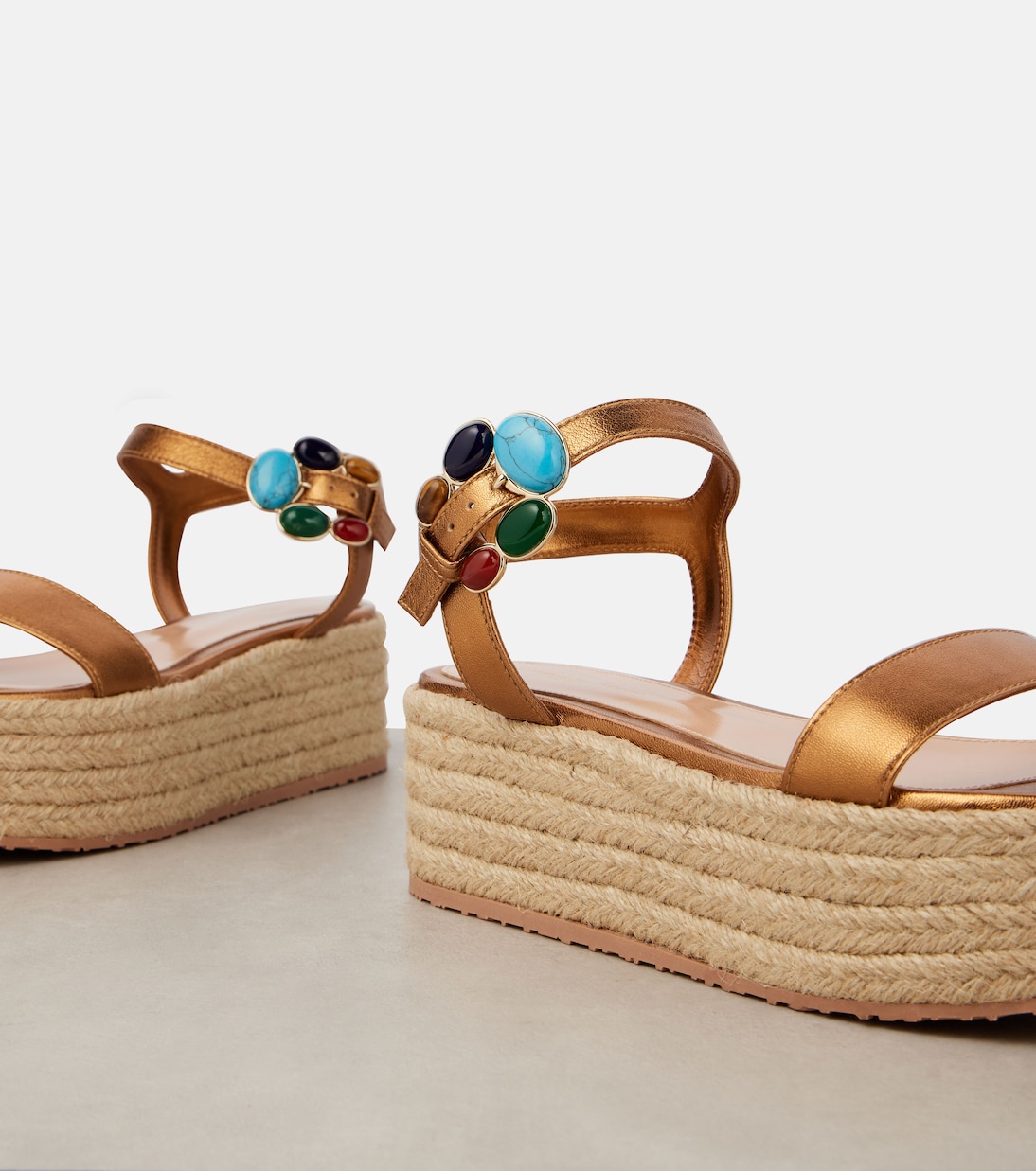 Metallic leather platform espadrilles | Gianvito Rossi