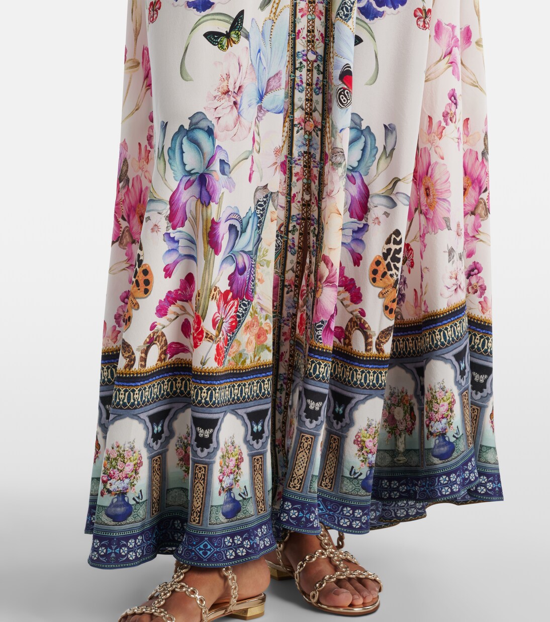 Maxikleid aus Seide mit Kristallen | Camilla