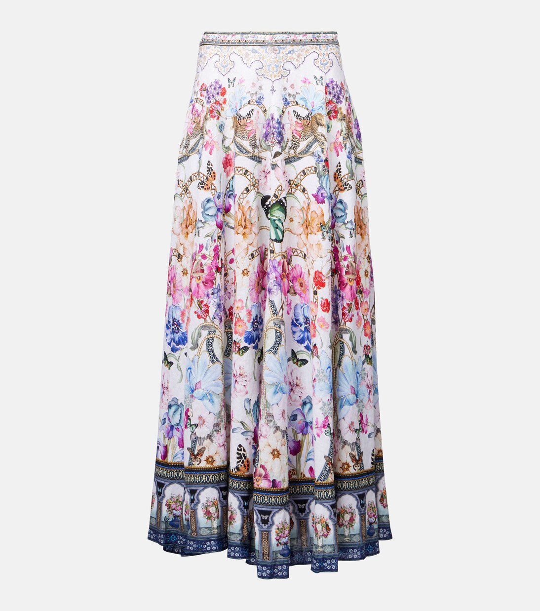 Crystal-embellished linen maxi skirt | Camilla