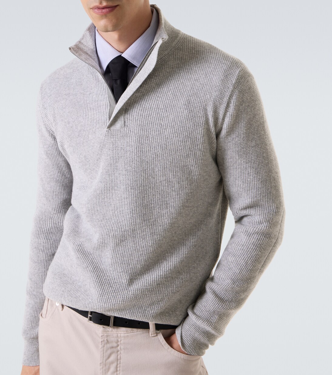 Waffle-knit wool and cashmere sweater | Canali
