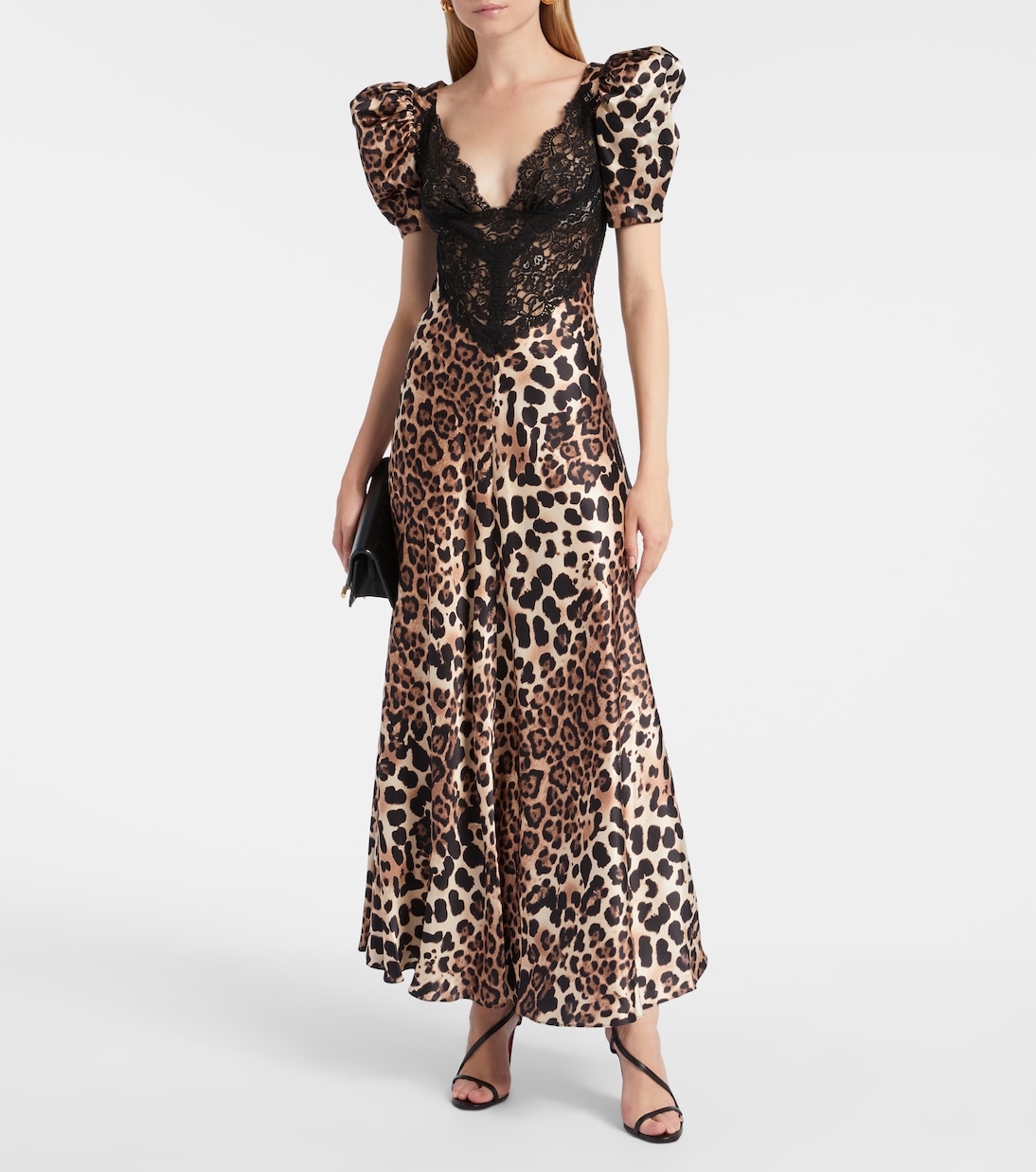 Maxikleid aus Seidensatin mit Spitze | Rodarte