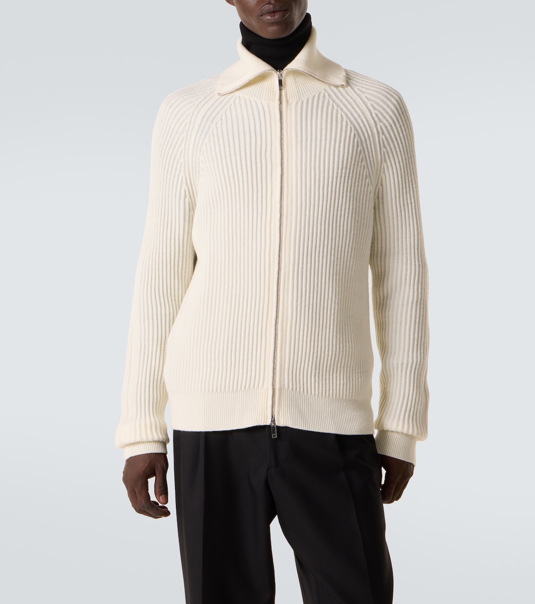 Virgin wool zip-up cardigan | Slowear