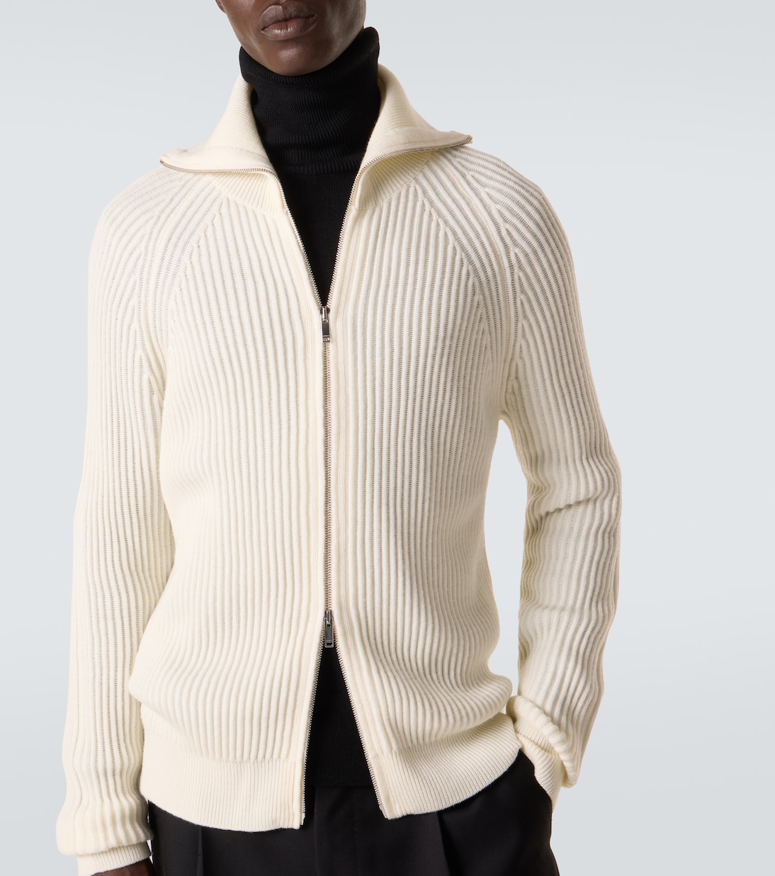 Virgin wool zip-up cardigan | Slowear