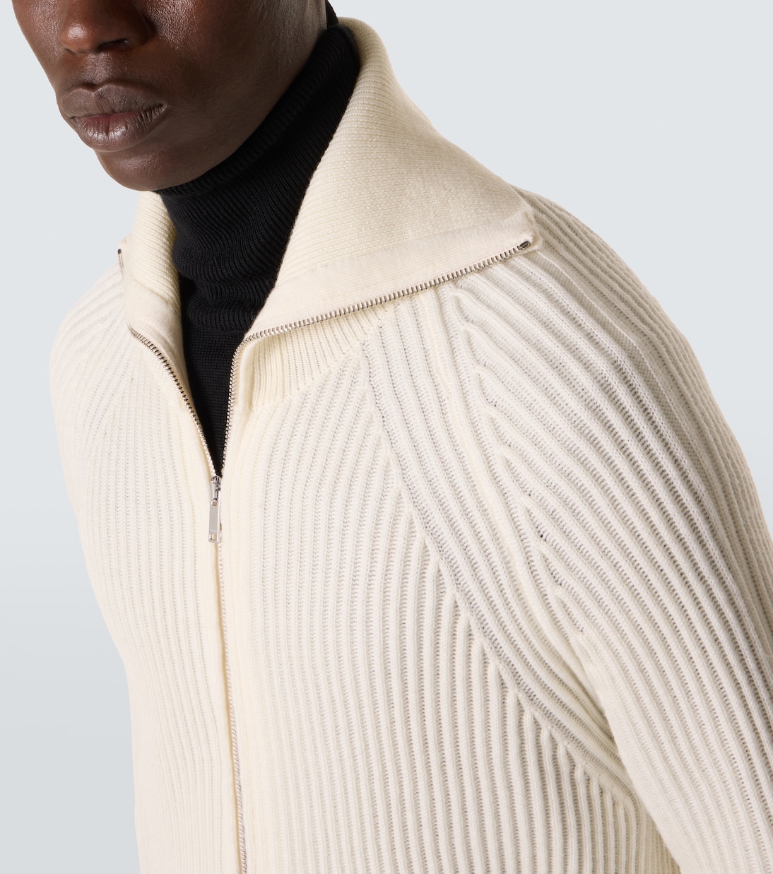 Virgin wool zip-up cardigan | Slowear