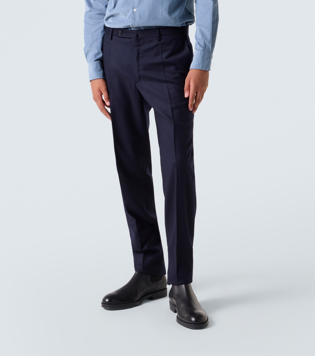 Virgin wool flannel slim pants | Slowear