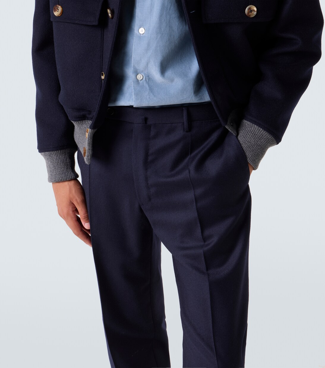 Virgin wool flannel slim pants | Slowear