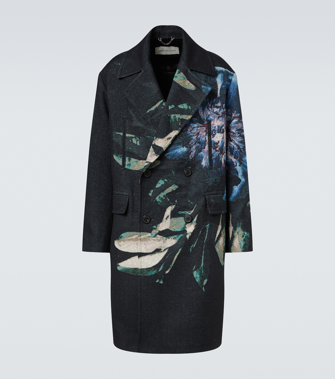 Double-breasted printed jacquard coat | Dries Van Noten