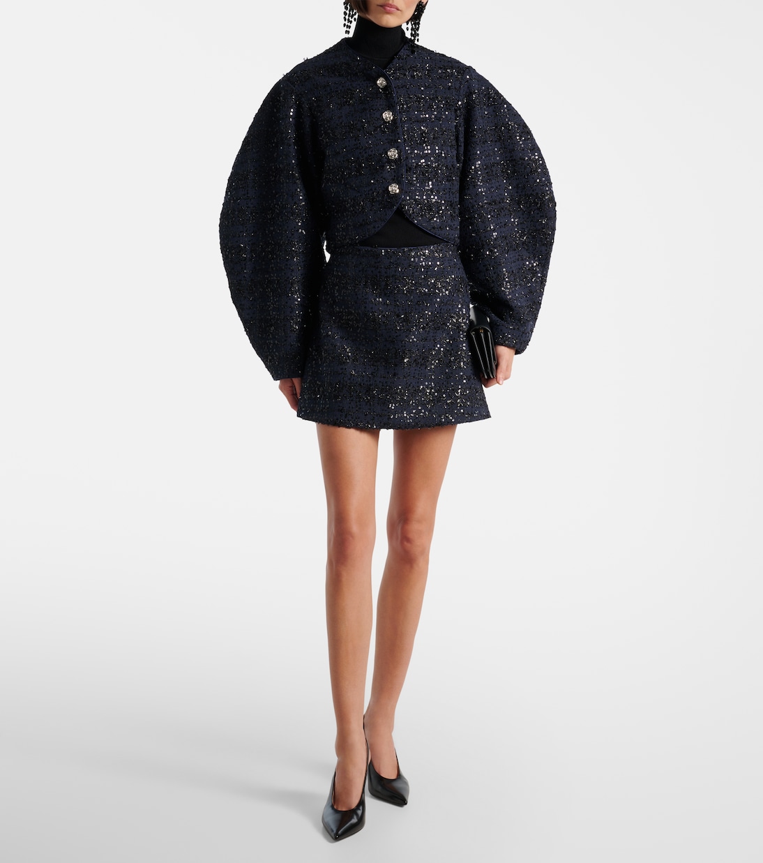 Sequined cropped bouclé jacket | Rotate