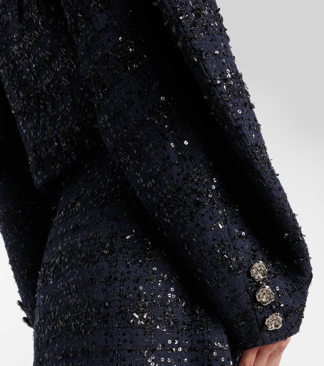 Sequined cropped bouclé jacket | Rotate
