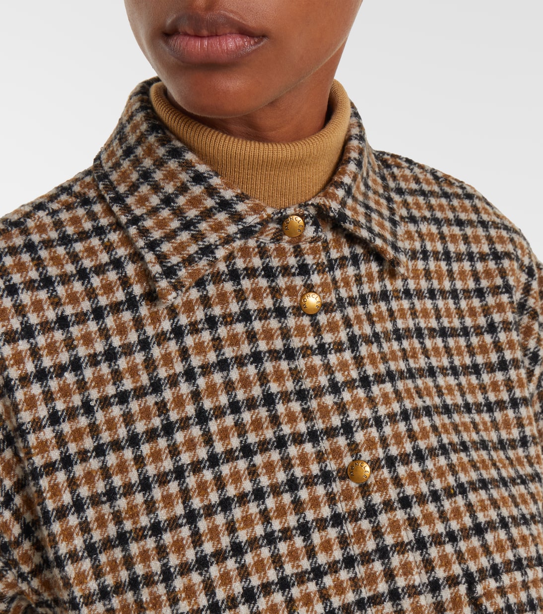 Checked cropped wool-blend jacket | Moncler