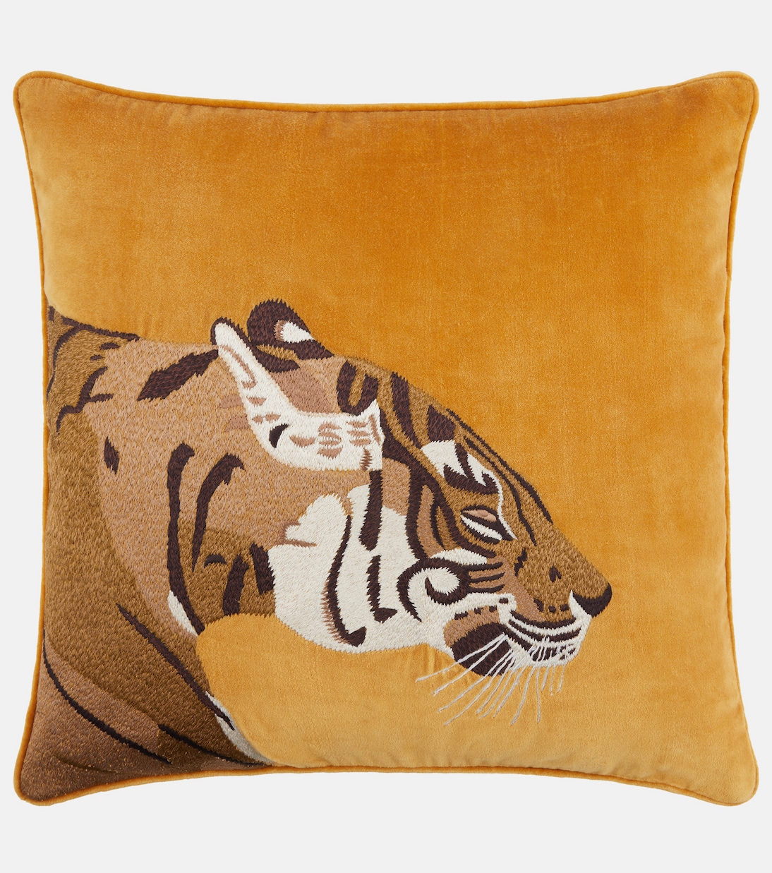 Embroidered cotton velvet cushion | Les-Ottomans