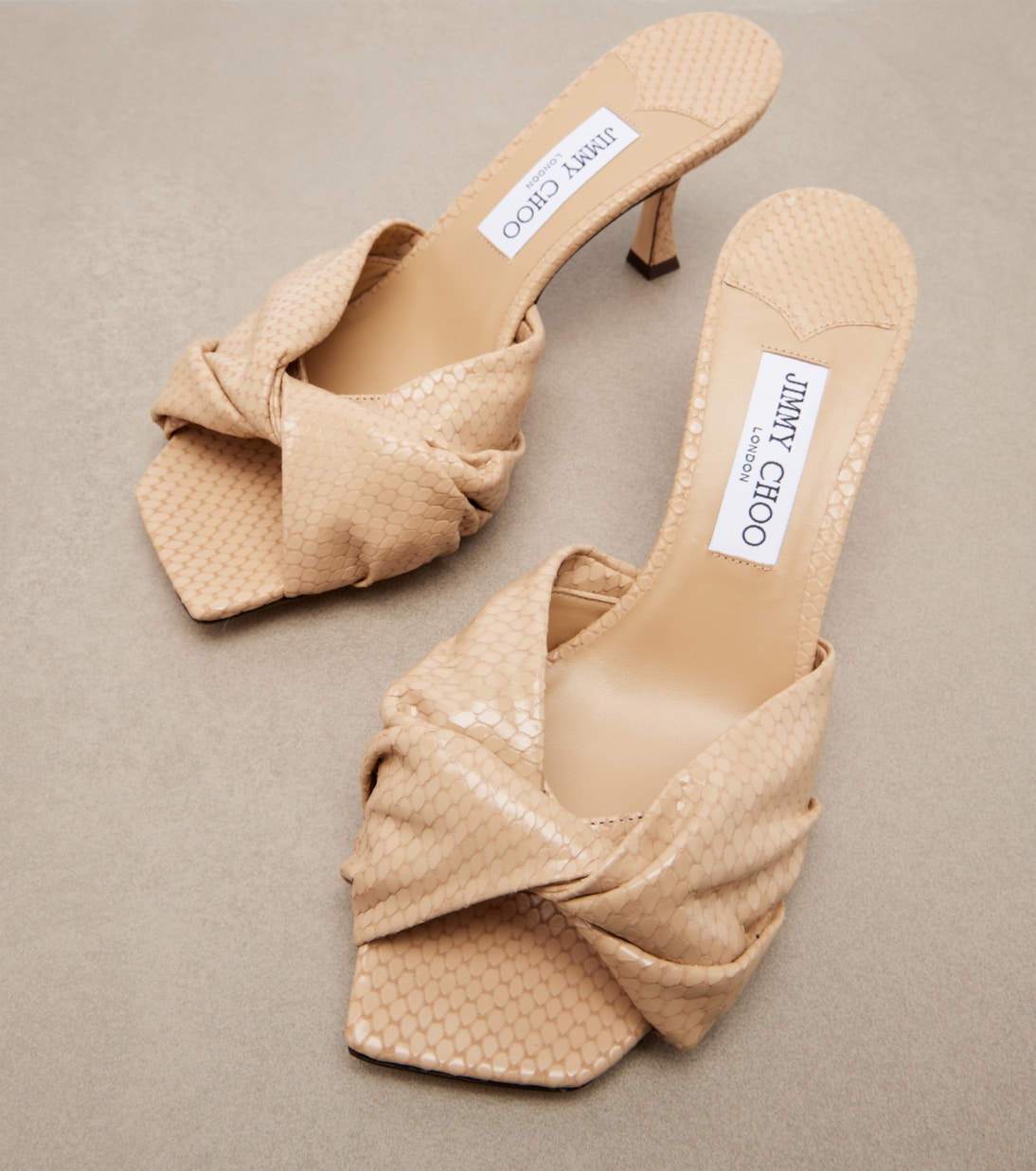 Skye Twist snake-effect leather mules | Jimmy Choo