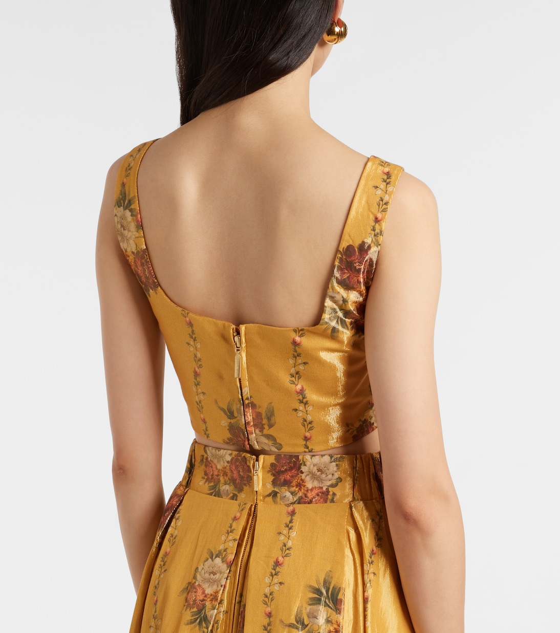 Top raccourci Amanda en coton mélangé à fleurs | Agua by Agua Bendita