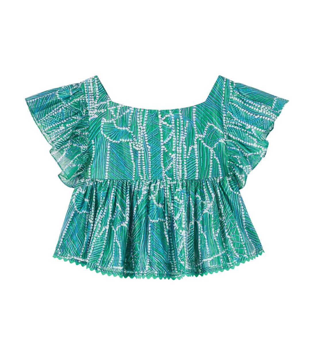 Cycas printed ruffled cotton-blend top | Poupette St Barth Kids