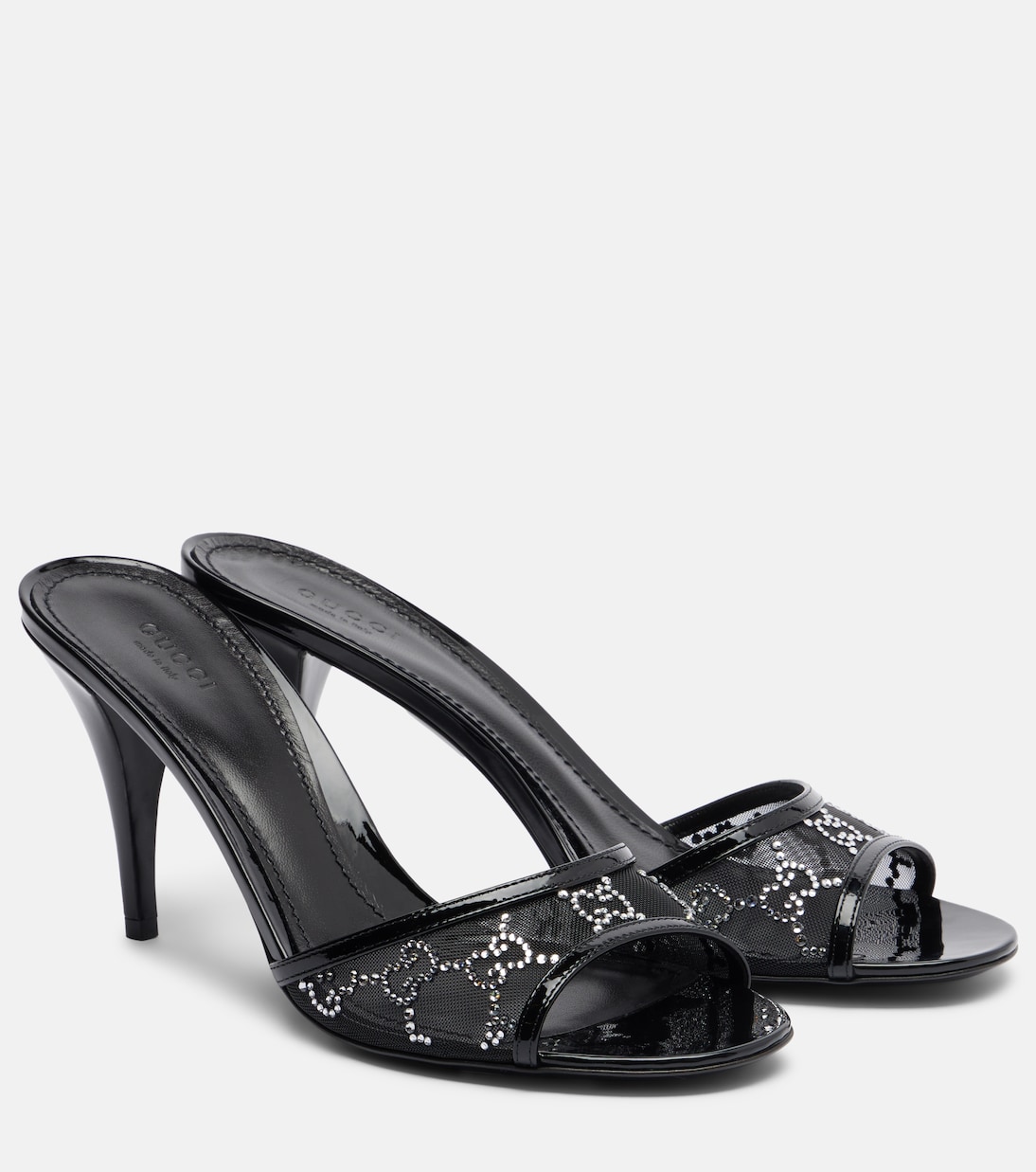 Erin GG embellished leather-trimmed mules | Gucci