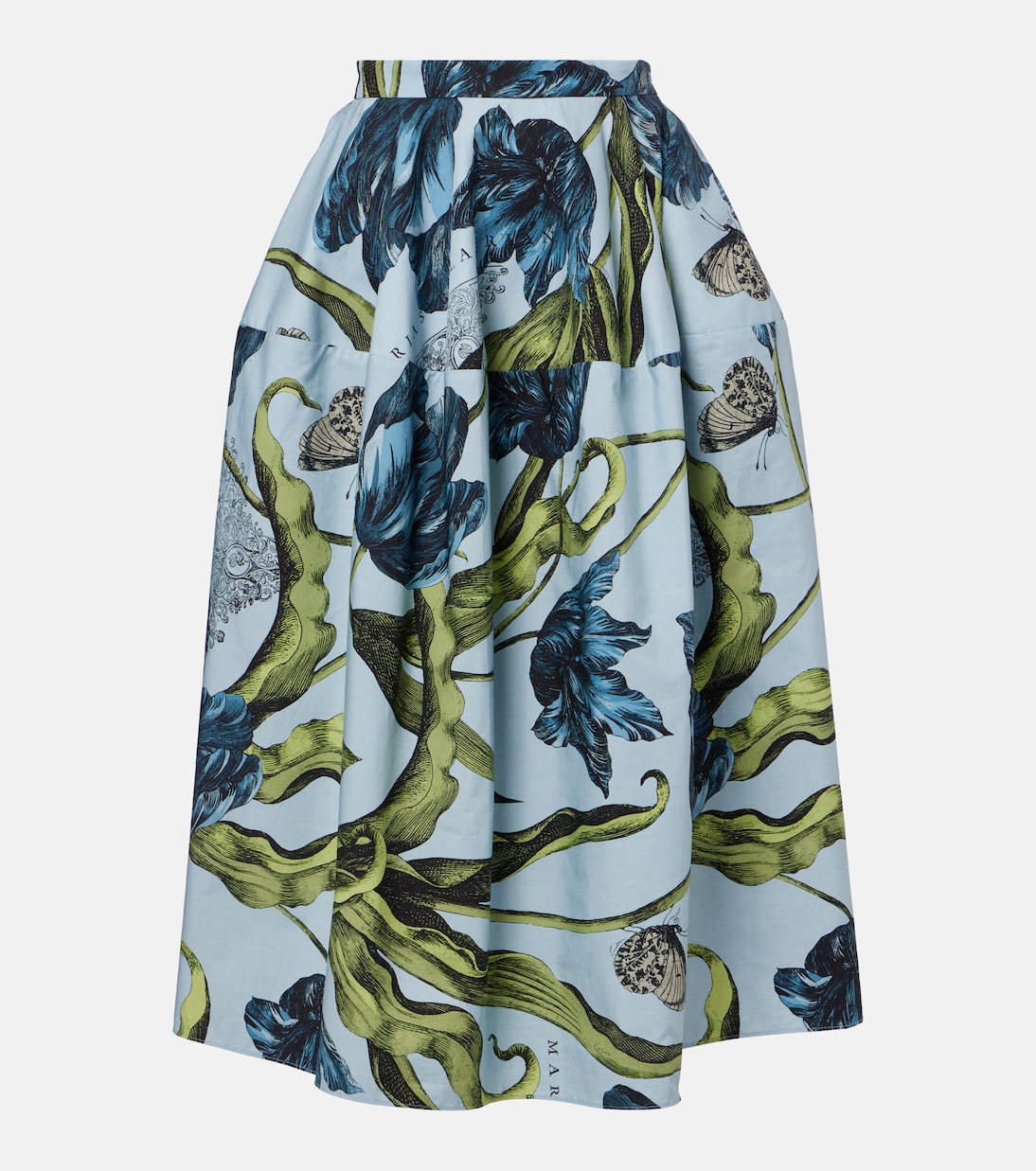 Floral cotton poplin midi skirt | Erdem