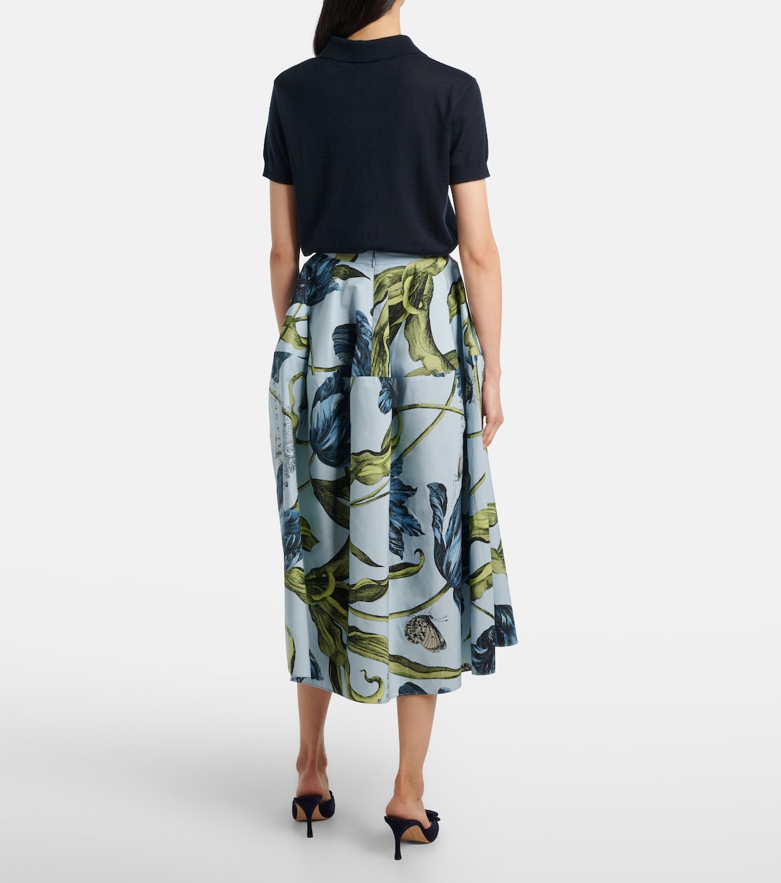 Floral cotton poplin midi skirt | Erdem