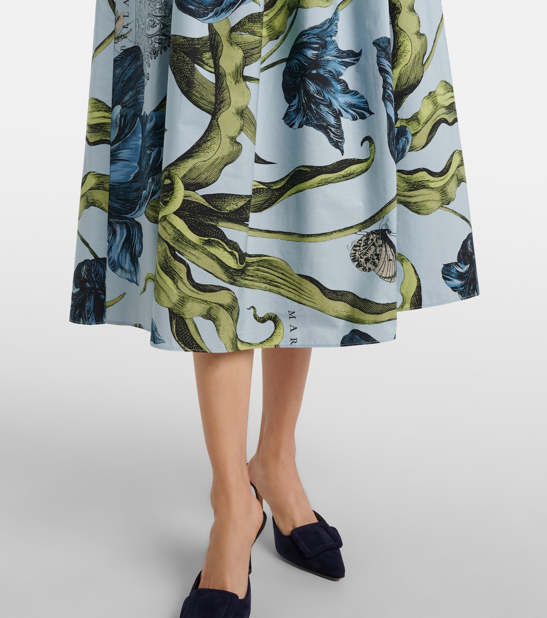 Floral cotton poplin midi skirt | Erdem