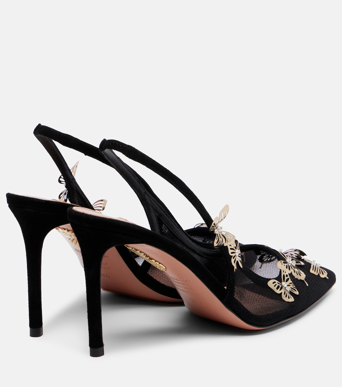 Papillon embellished mesh slingback pumps | Aquazzura