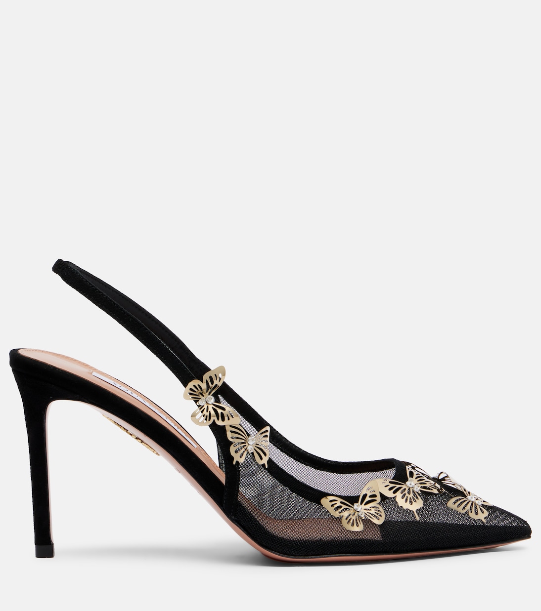 Papillon embellished mesh slingback pumps | Aquazzura