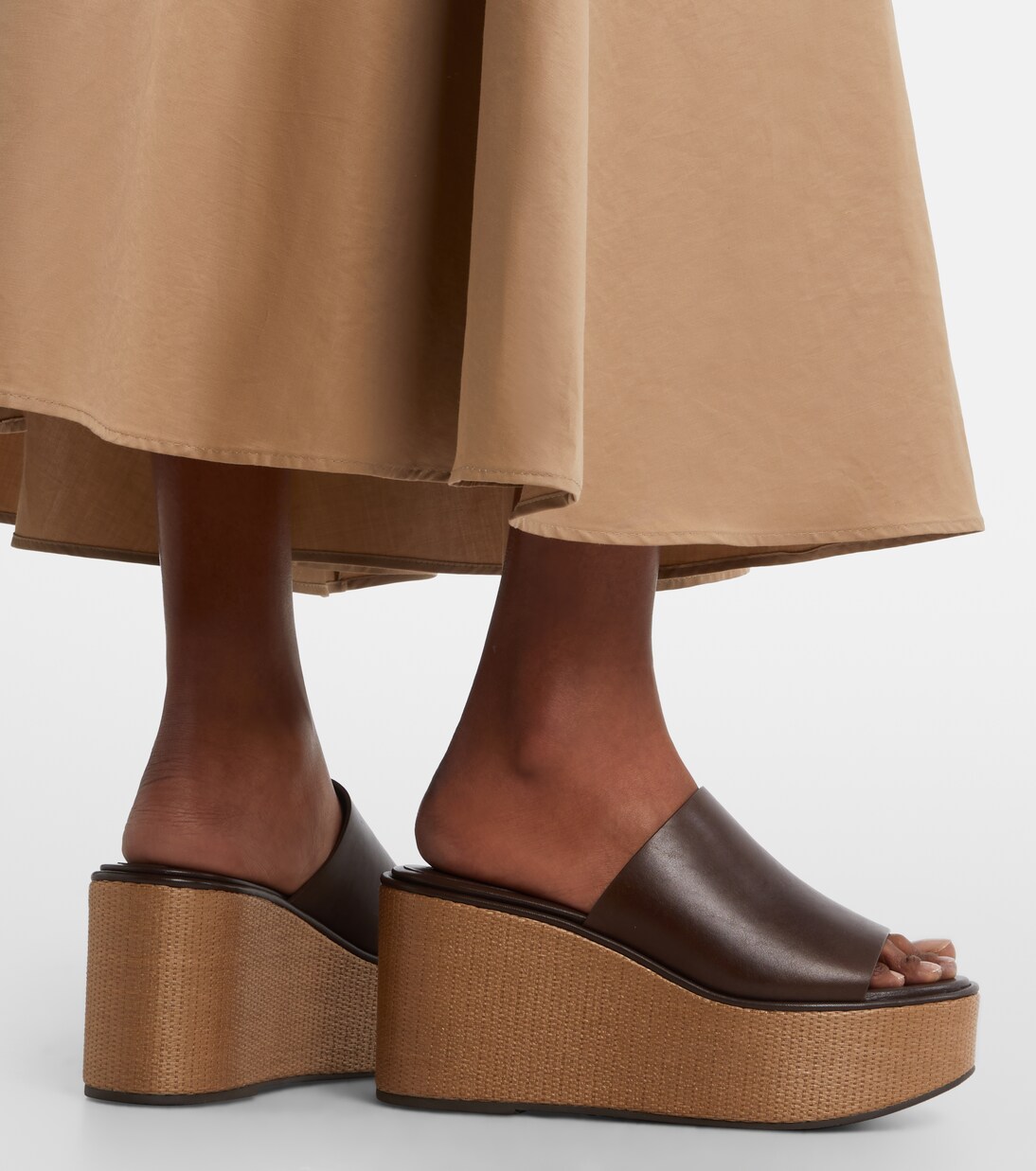 Leather wedge sandals | Brunello Cucinelli
