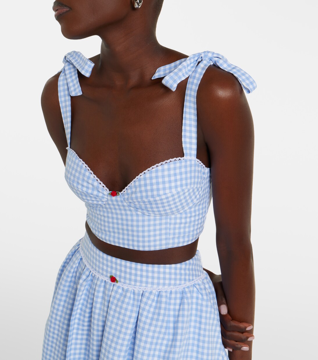 Top crop Alba in popeline di cotone a quadri | Bananhot