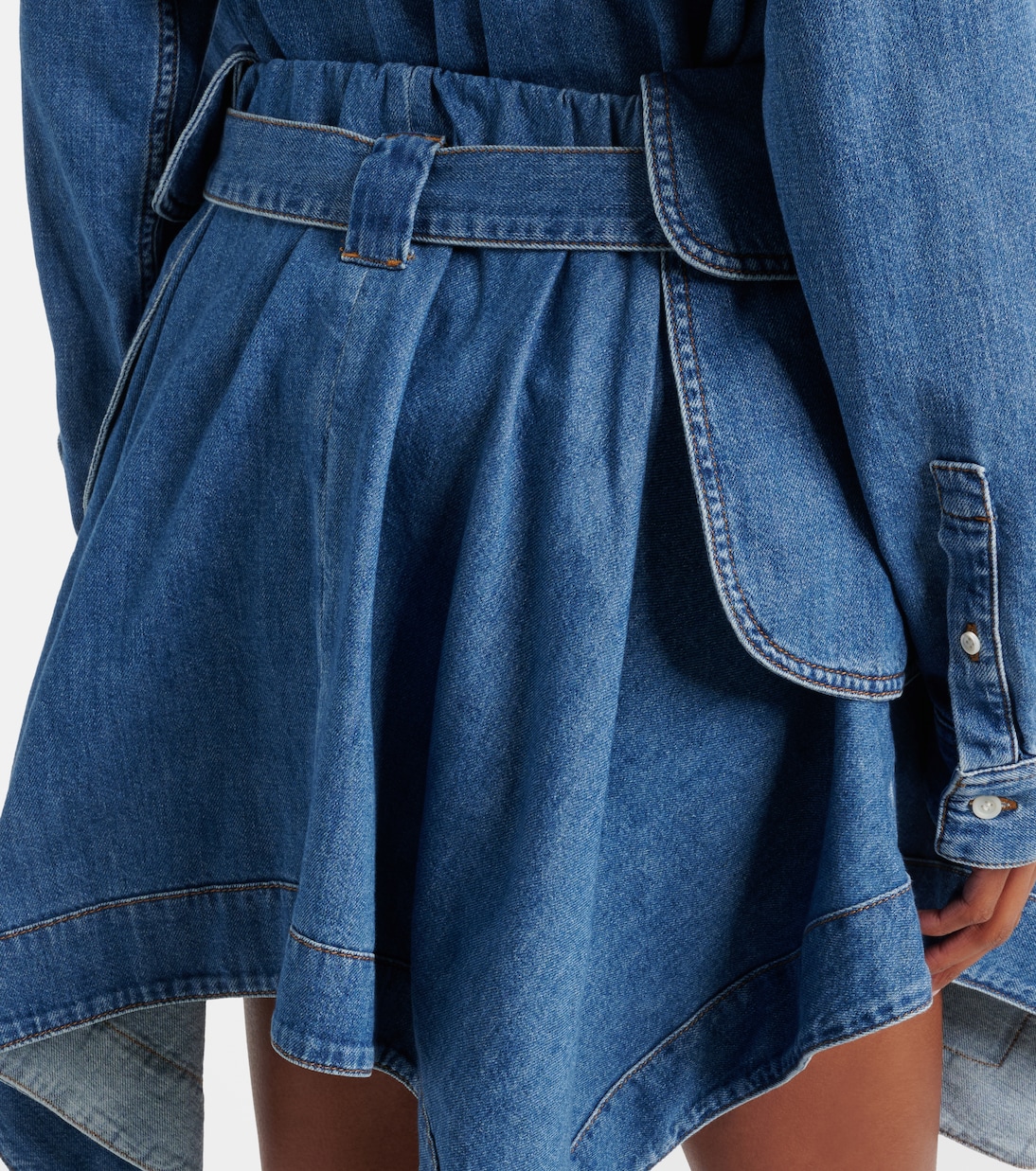 Minigonna Double L in denim con cintura | Loewe