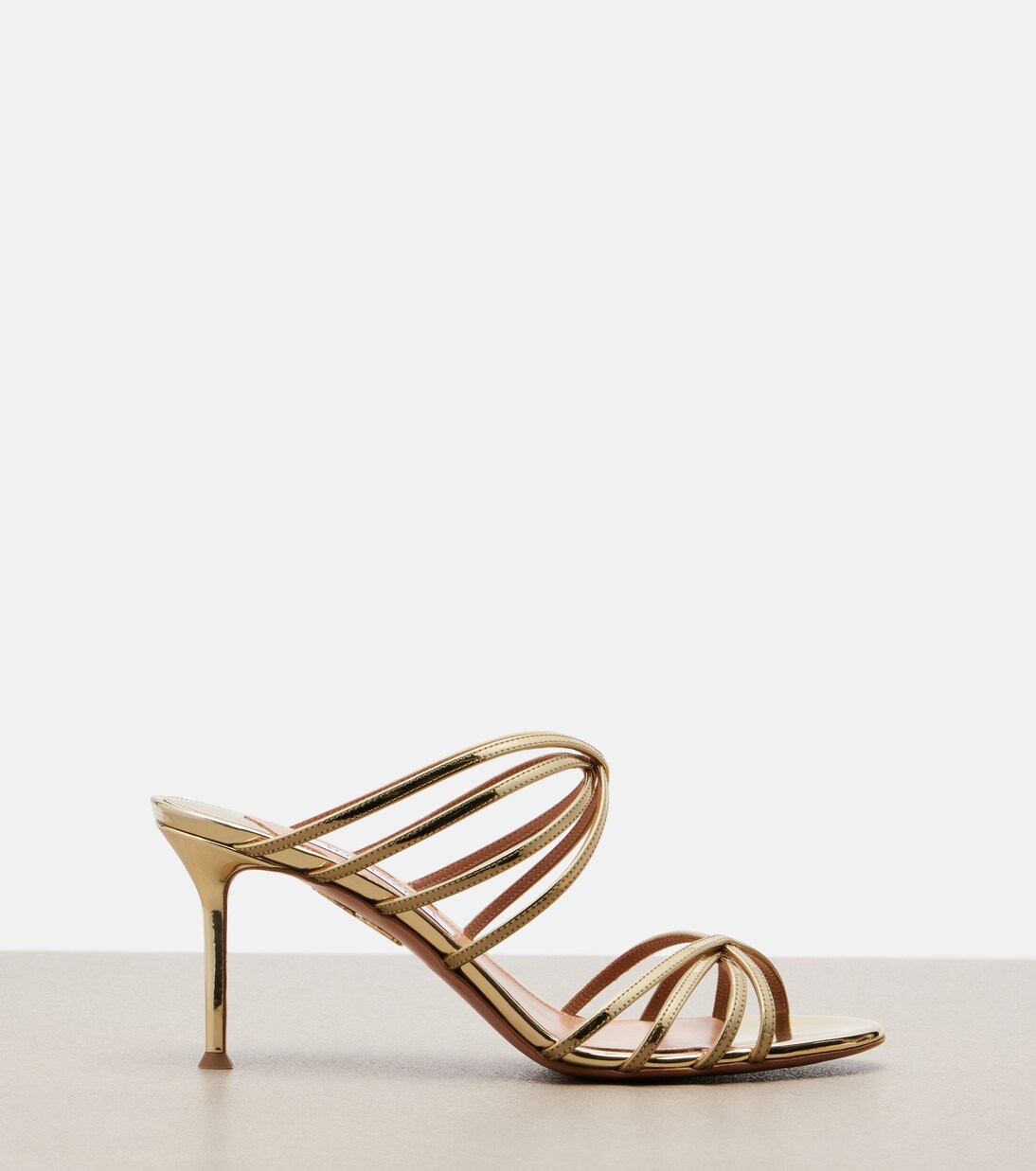 Tell Me mirrored leather mules | Aquazzura
