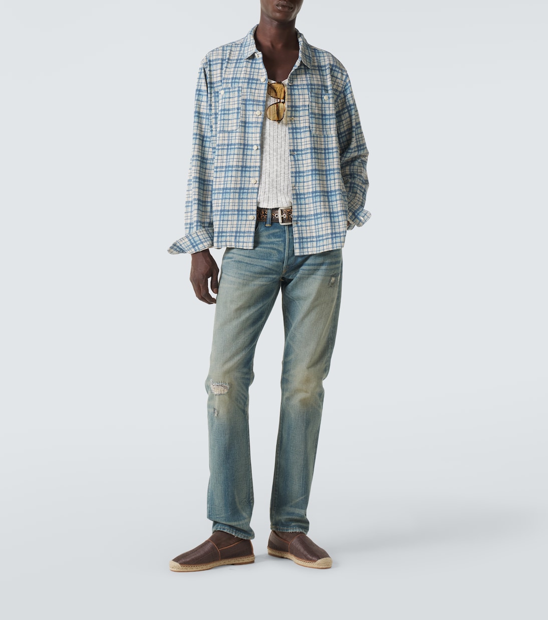 Plaid cotton and linen jersey shirt | RRL