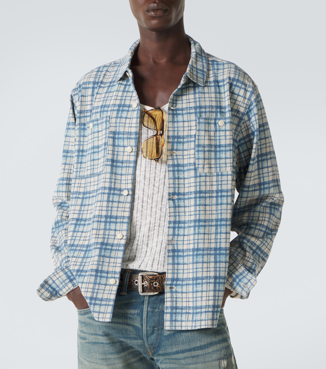 Plaid cotton and linen jersey shirt | RRL