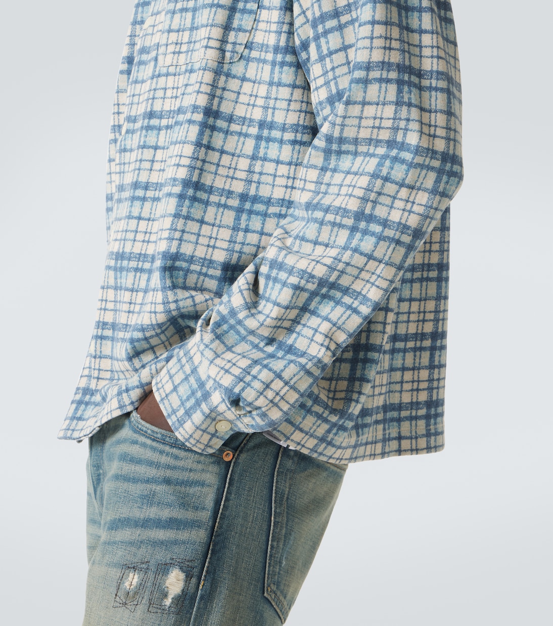Plaid cotton and linen jersey shirt | RRL
