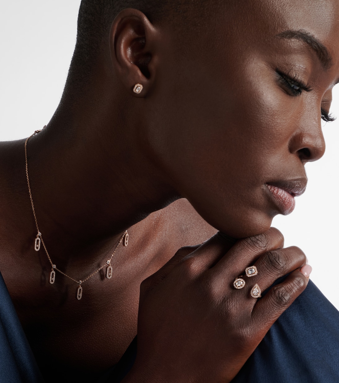 Move Uno 18kt rose gold choker with diamonds | Messika