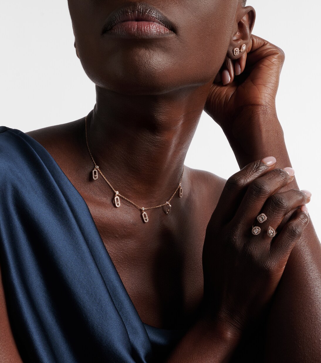 Move Uno 18kt rose gold choker with diamonds | Messika