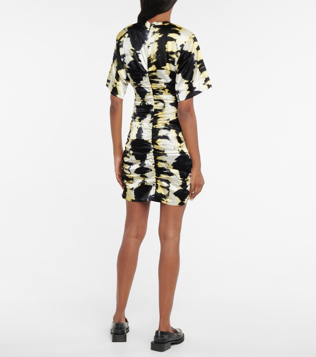 Robe tie-dye froncée en soie extensible | Ganni