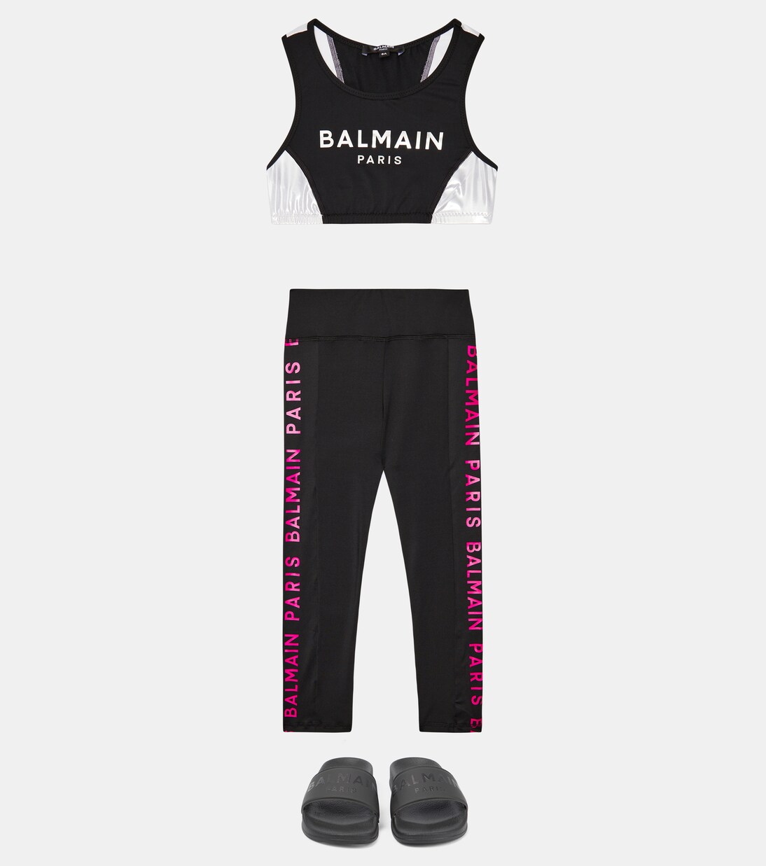 Logo printed sports crop top | Balmain Kids