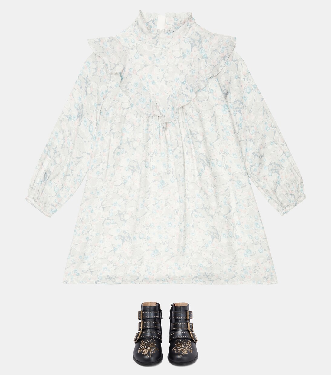 Floral-printed ruffled dress | Chloé Kids
